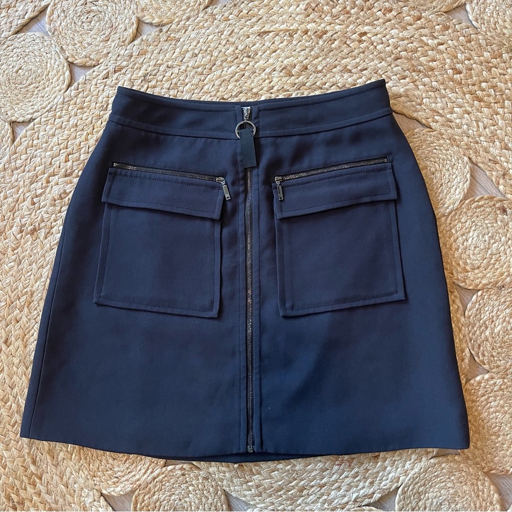 Women's Jason Wu Grey Zip-Front Crepe Miniskirt w/ Large Patch Pockets Size 8